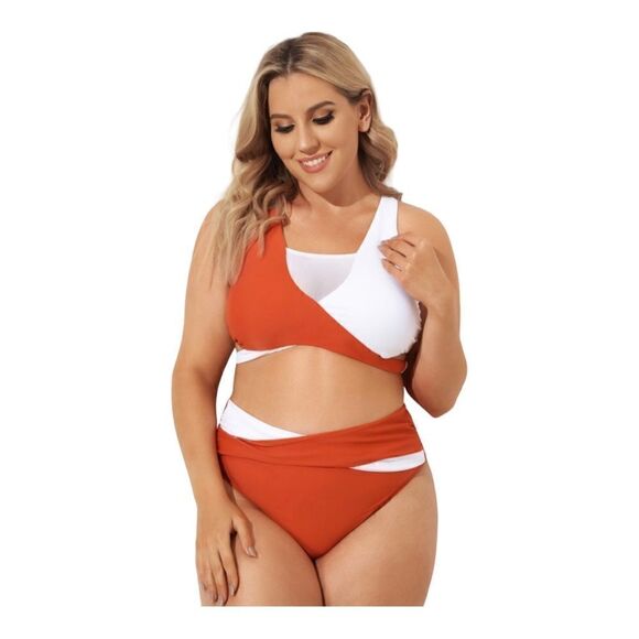 NWT “Meet Curve” Red & White Wrap Fashion Bikini Set Size Large - Picture 1 of 10